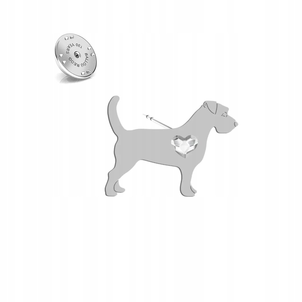 Zilveren Broche Jack Russell Terriër Ruwhaar 925 Sieraden met Kristal