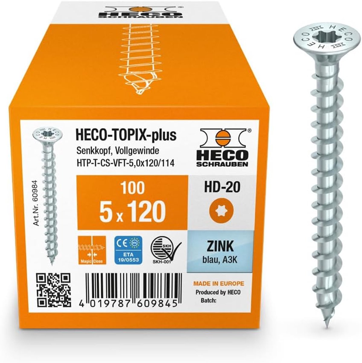 Heco Topix-plus 5.0 - Verzinkkop - Met frezen - Voor nauwkeurige bevestiging - ShopVlot