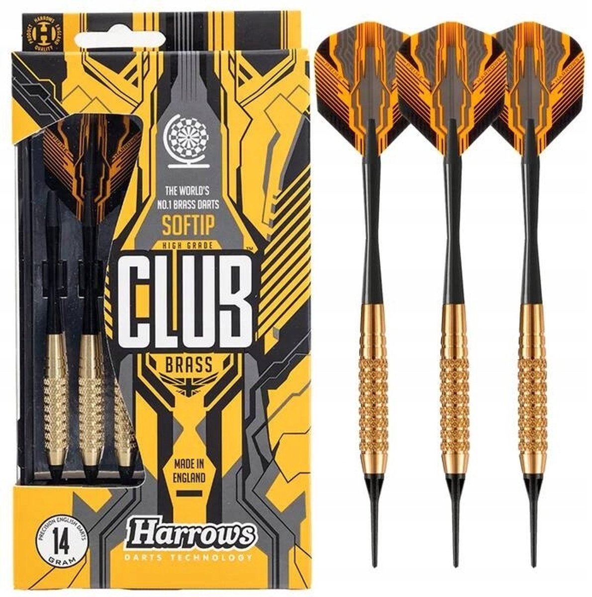 Harrows Club Brass Softip Dartpijlenset (3 stuks, 16gK)