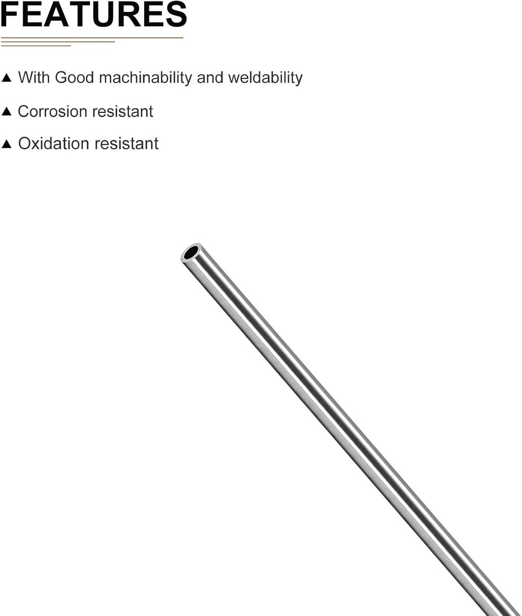 Stalen pijp 5mm x 0.8mm x 250mm - 304 roestvrij staal - gepolijst - ideaal voor machineapparatuur - ShopVlot