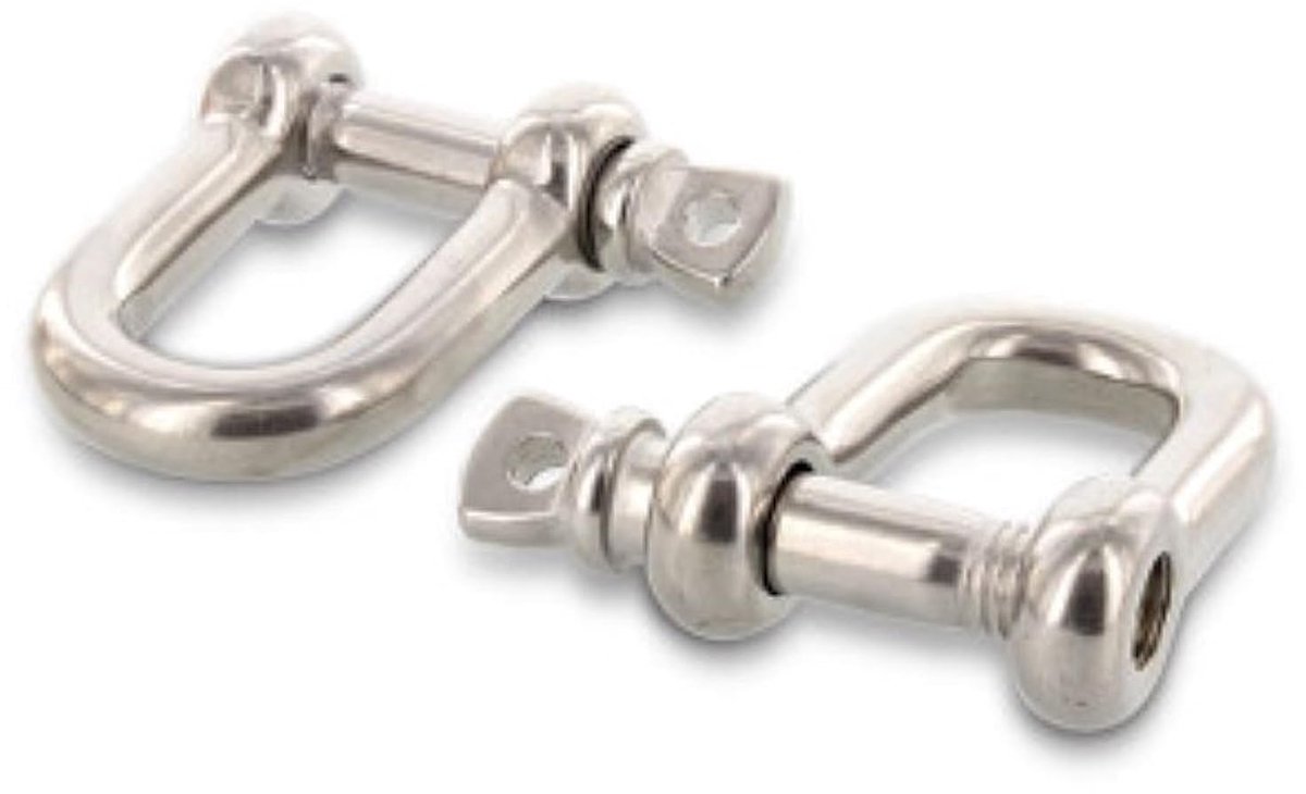 Ronde beugel 7 mm roestvrij staal V4A 2 stuks D-ring beugel 7X14X28 mm, (WLL): 605kg (ideaal als schakel tussen - ShopVlot