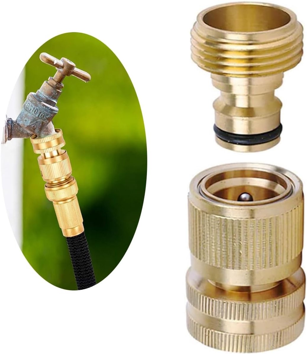 Kraan opzetstuk tuinslang - Messing - 3/4 inch - Snelle Koppeling voor Tuinslang - Voor Keuken en Tuin
