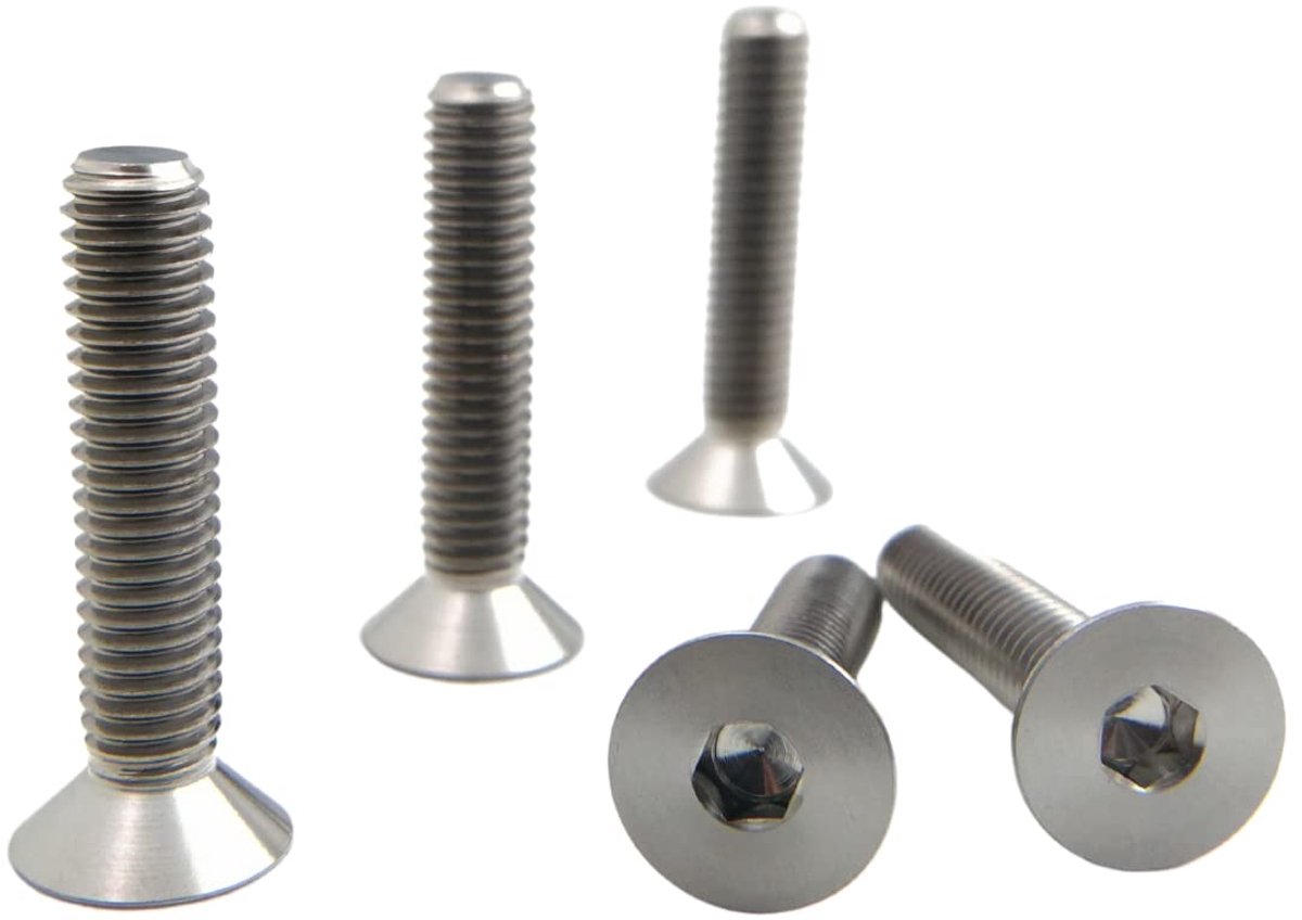 RISON Titanium Bolts M8 x 1.25 x 25mm Hex Socket Countersunk Head Screws GR5 Flat Head Bolts Titanium Alloy Color - ShopVlot