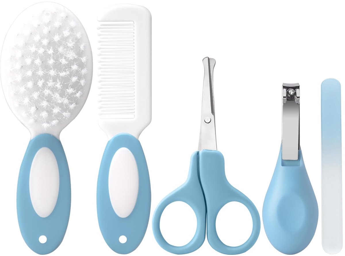 Baby Grooming Kit Pasgeboren, Baby Veiligheidszorg Set met Haarborstel Kam Nagelknipper, Baby Essentials voor - ShopVlot