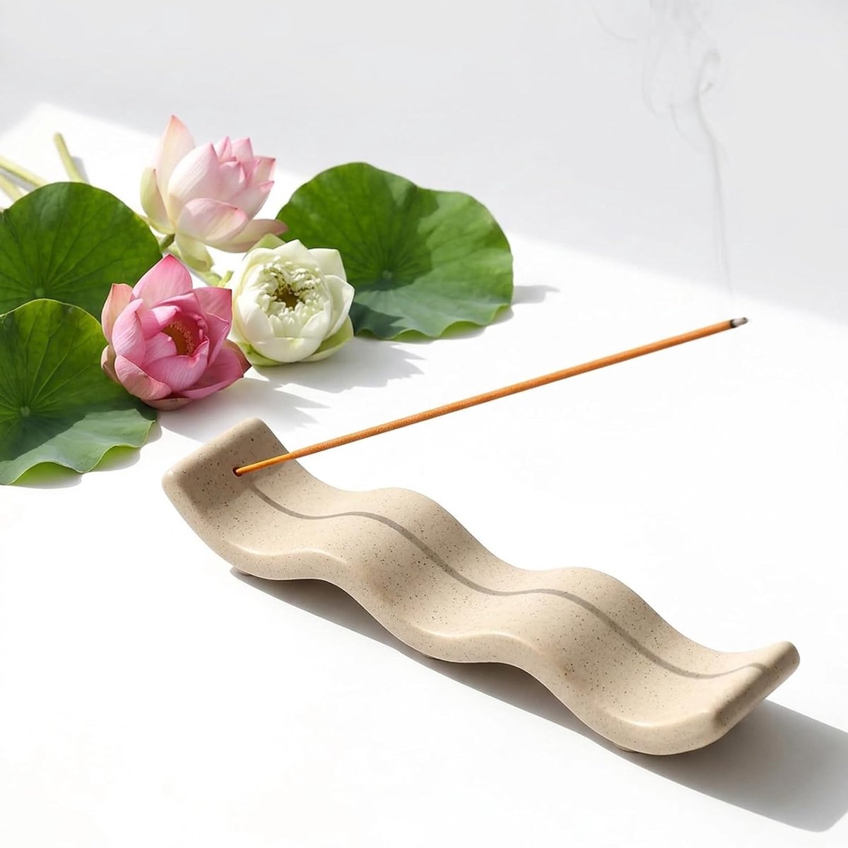 Wierookstokjeshouder keramiek bruin - antislip - hittebestendig - ideaal voor meditatie - ShopVlot