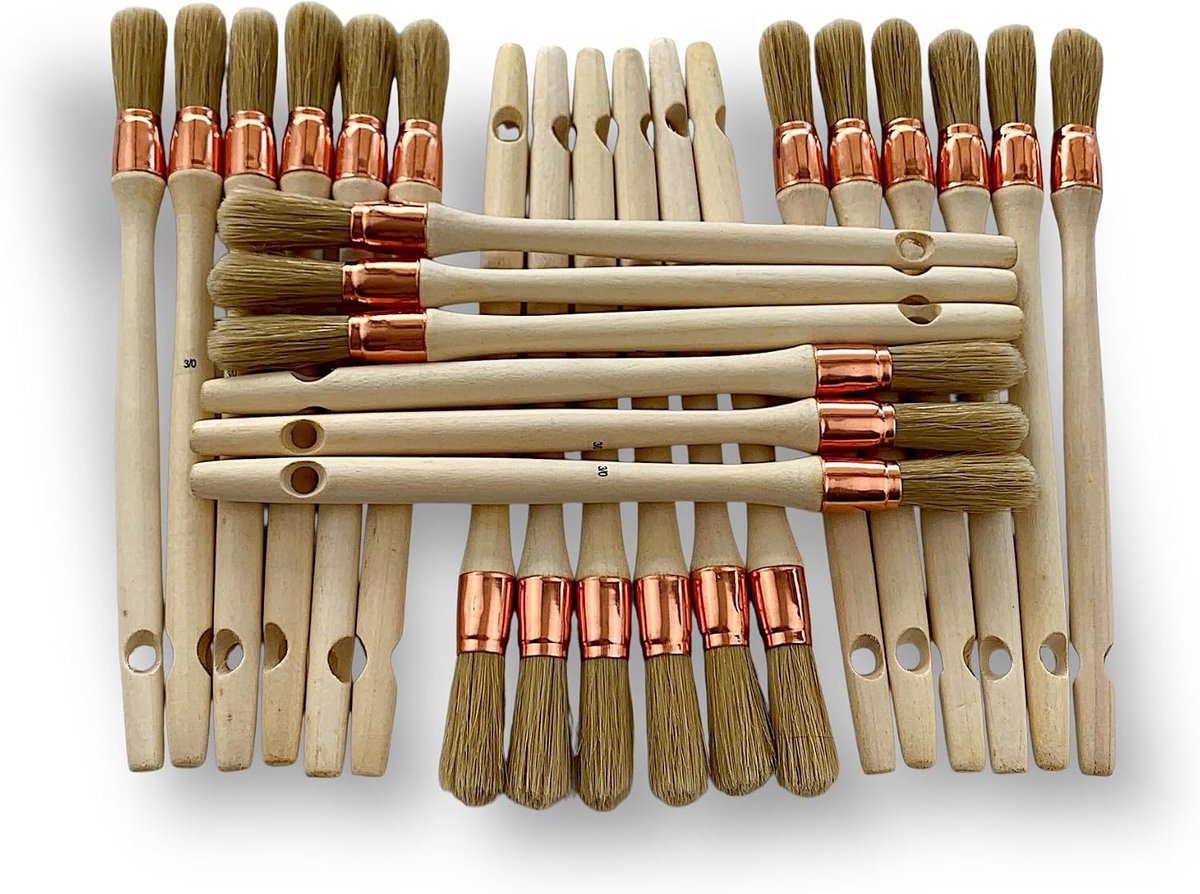 Kibros Set van 24 ronde kwasten wit natuurhaar Ø 15 mm - ShopVlot
