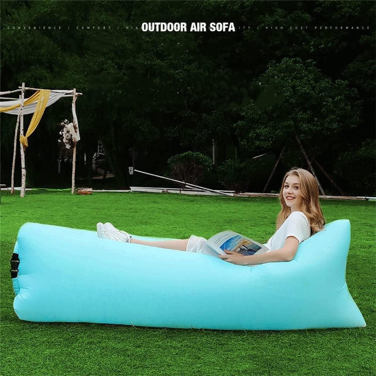 Opblaasbare Sofa - Knalblauw - 180 x 88 x 63 cm - Robuust en Waterdicht Nylon - Voor Buiten en Binnen
