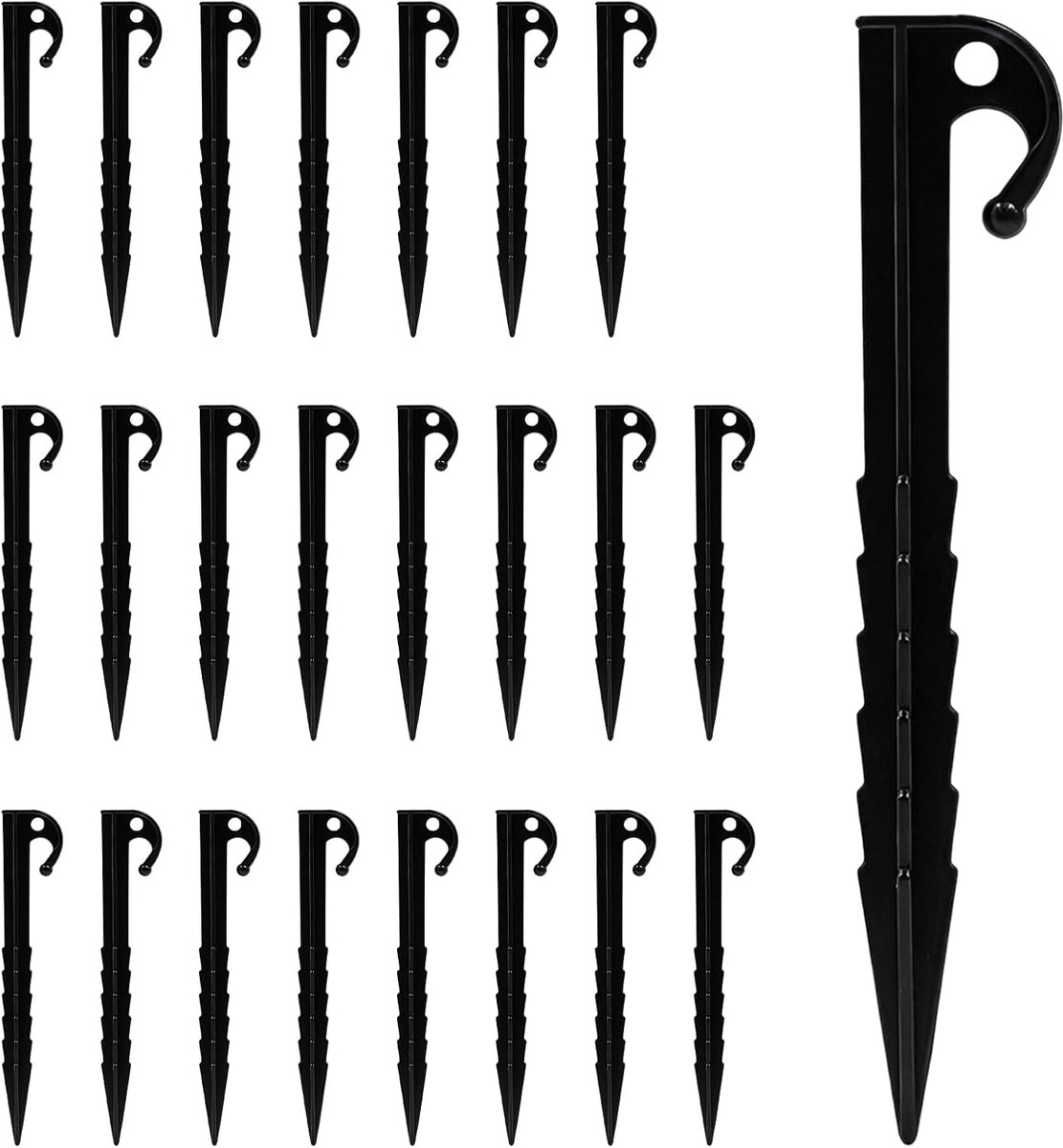 AMJKEJI 24 x kunststof haringen, 14,5 cm, tentharingen, robuuste haringen, camping, haringen, plastic grondankers voor - ShopVlot