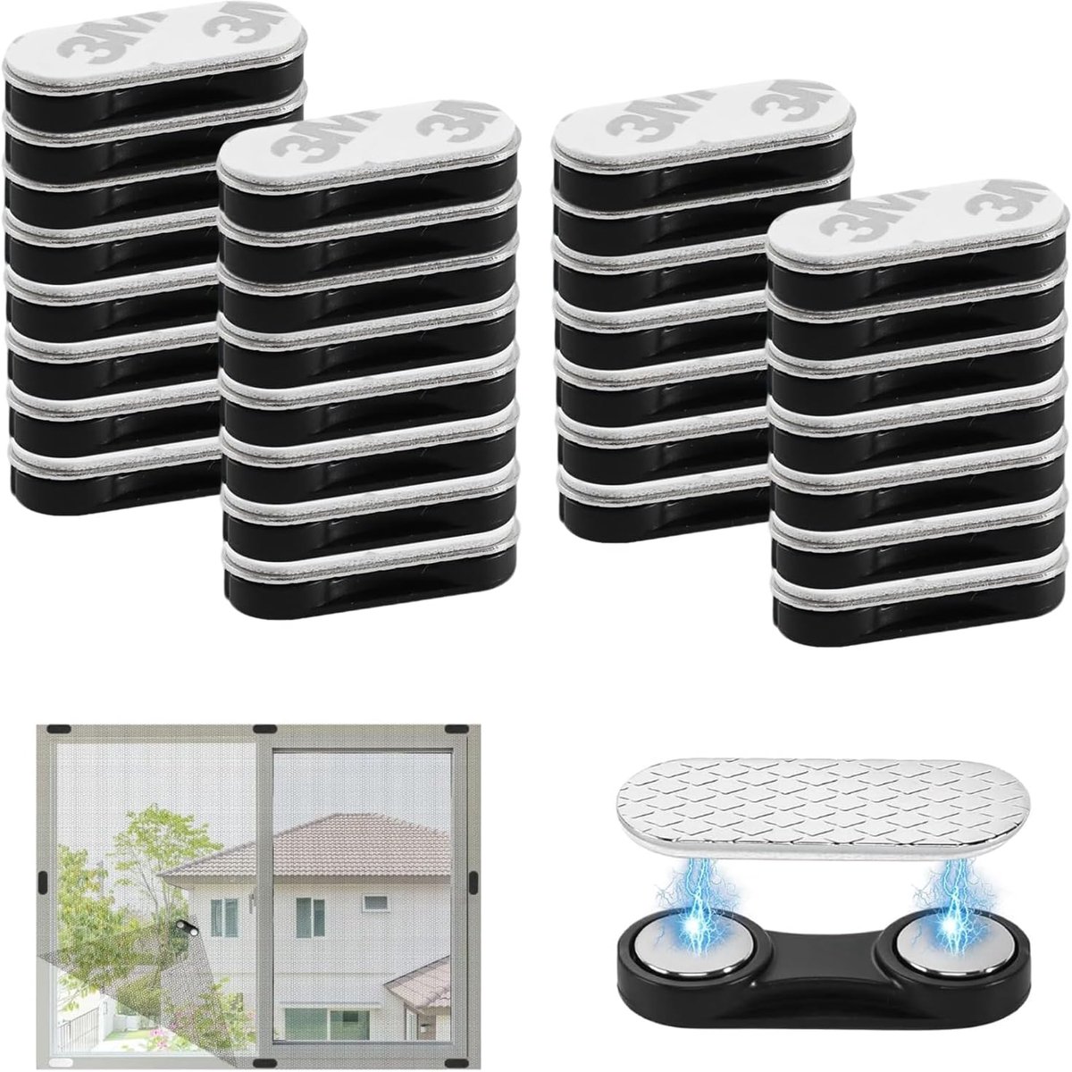 Vliegenscherm clips - 30 stuks - zelfklevende magnetische bevestiging - ideaal voor ramen en deuren - ShopVlot