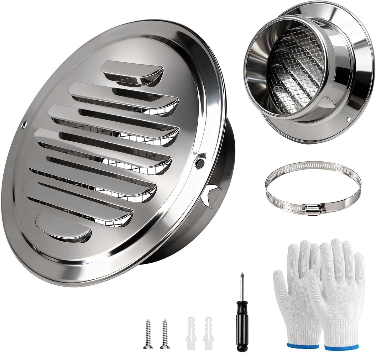 Ventilatierooster roestvrij staal (rond 200mm) - ShopVlot