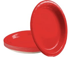 16 Pieces Red Christmas Paper Plates 9 inch, Red Party Tableware Decor Red Christmas Paper Plates Red Party Plates for - ShopVlot
