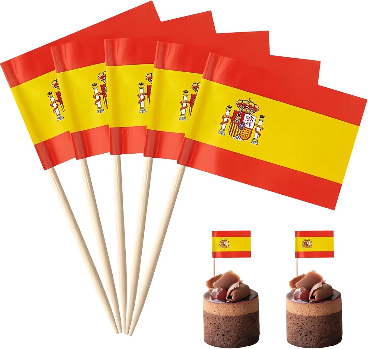 POPOYU 100 Pieces Spanish Flag Toothpicks, Flag Picks Spanish, Spanish Flag Small, Stickers Flag, Flags Toothpicks - ShopVlot