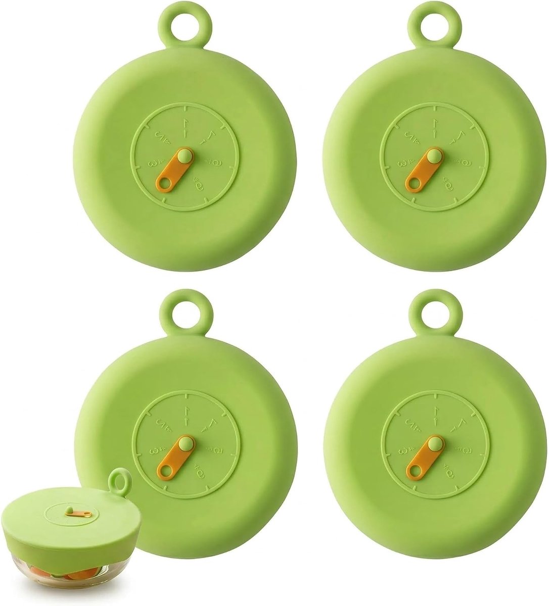 Siliconen deksel, rekbaar, 4 stuks siliconen deksels, universeel, 6,5 cm, vershouddozen, rond, met uurplanning, extra - ShopVlot
