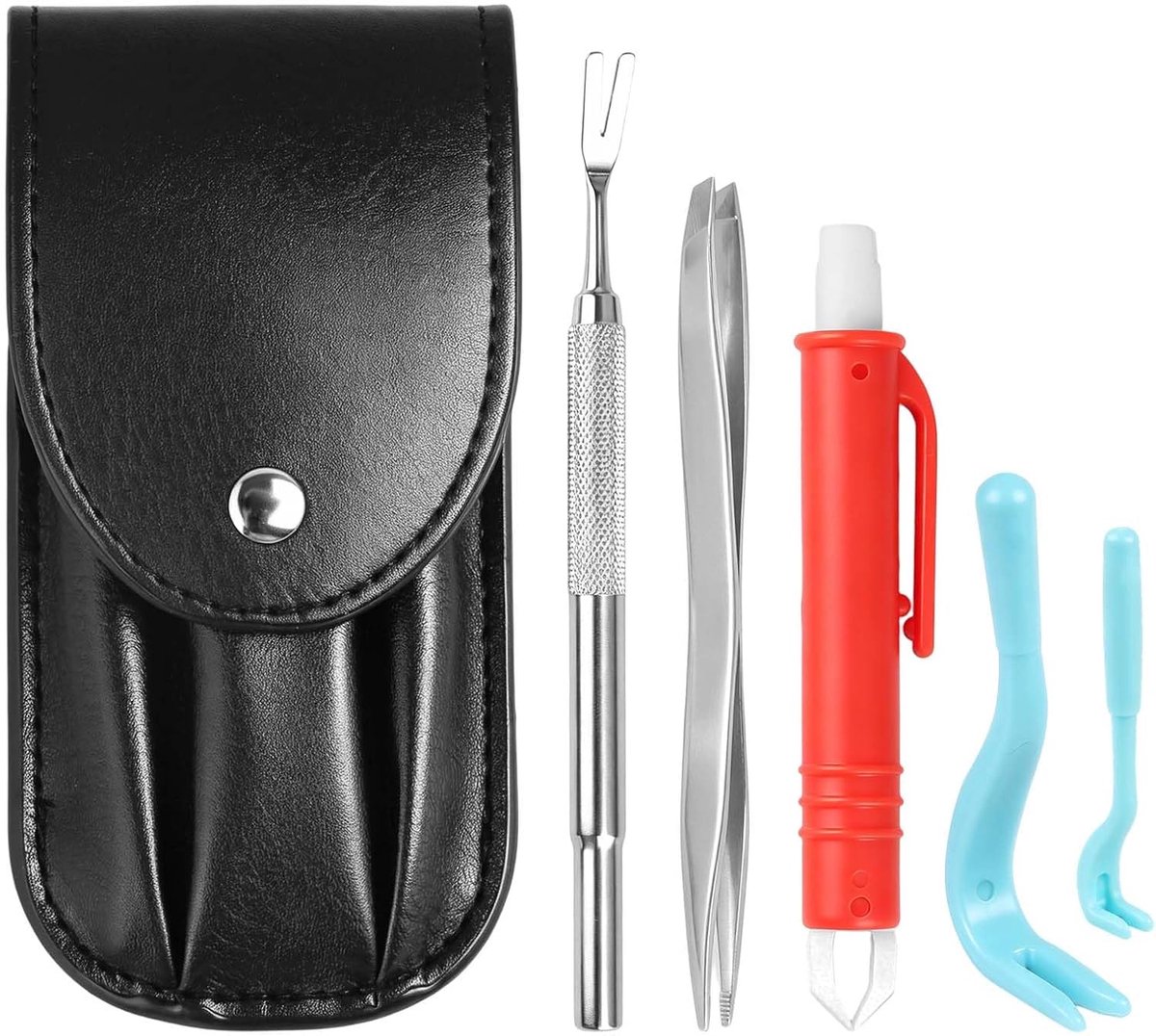 5-delige set tekentang voor honden, katten en mensen met etui, tekenhaken, tekenpincet, tekenverwijderaar - ShopVlot