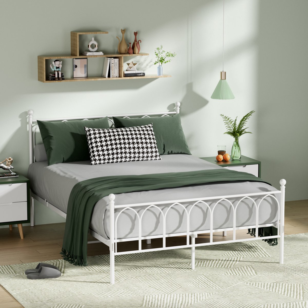 HAUSS SPOLE Jeugdbed 140x200 cm - Met Lattenbodem en Onderbedopbergruimte - Zonder Matras - Stalen Bedframe voor Slaapkamer en Logeerkamer - Wit