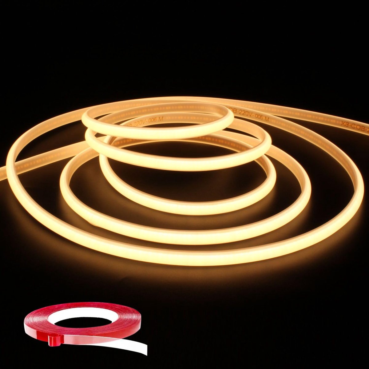 Q.Laomi COB Ledstrip, 1 m, met schakelaar, super heldere COB ledstrip, 230 V, directe aansluiting, ledstrip - ShopVlot