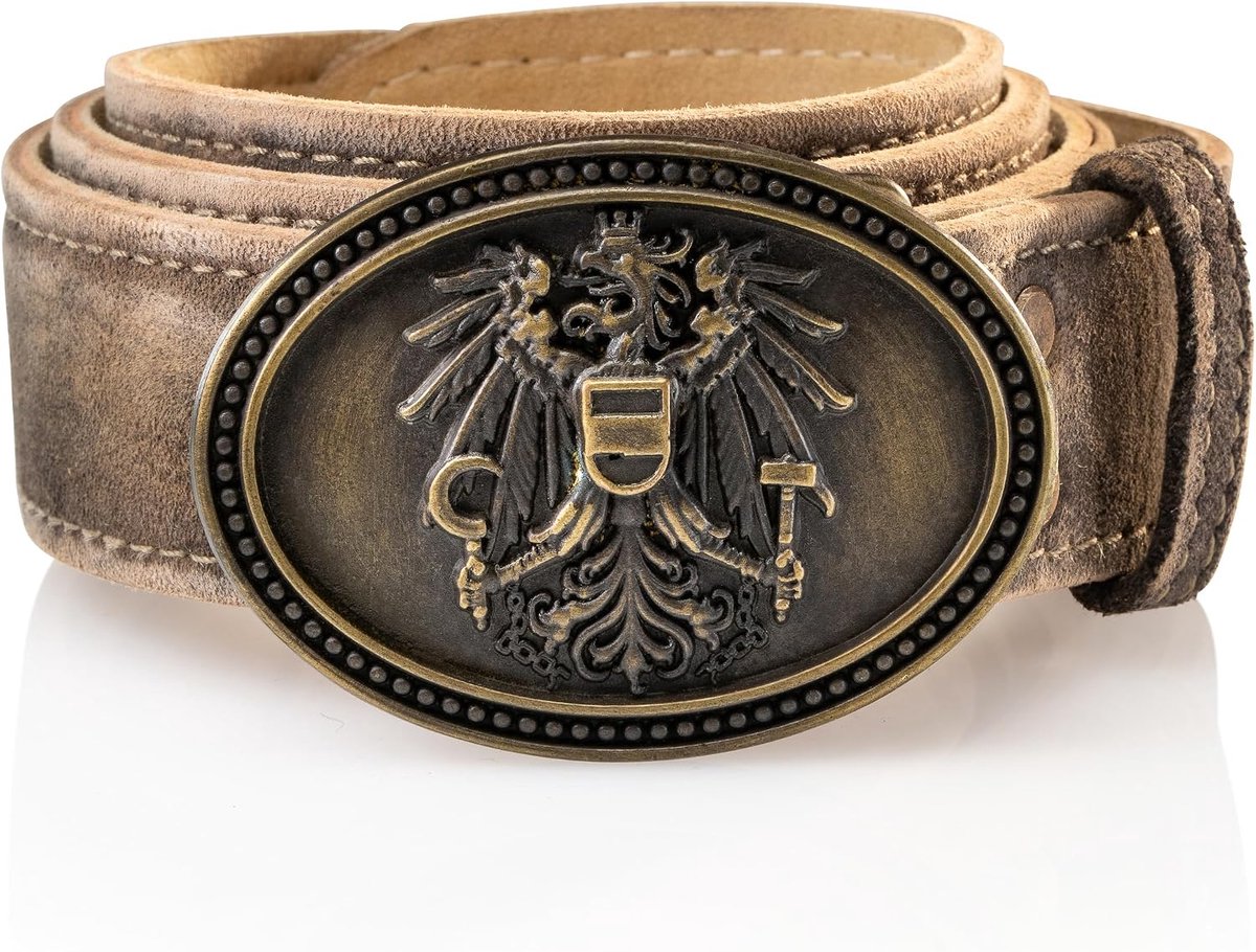 Schöneberger Trachten Couture Men's traditional belt Austria, leather belt with Austrian eagle buckle, leather - ShopVlot