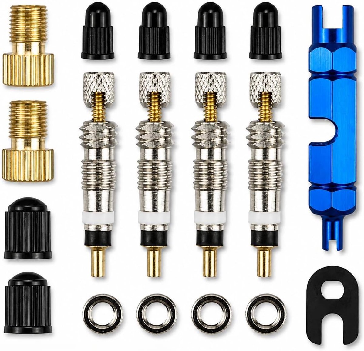 24 Pcs Presta-Ventielkernset, Presta Ventilkerne mit Messing Ventiladapter - ShopVlot