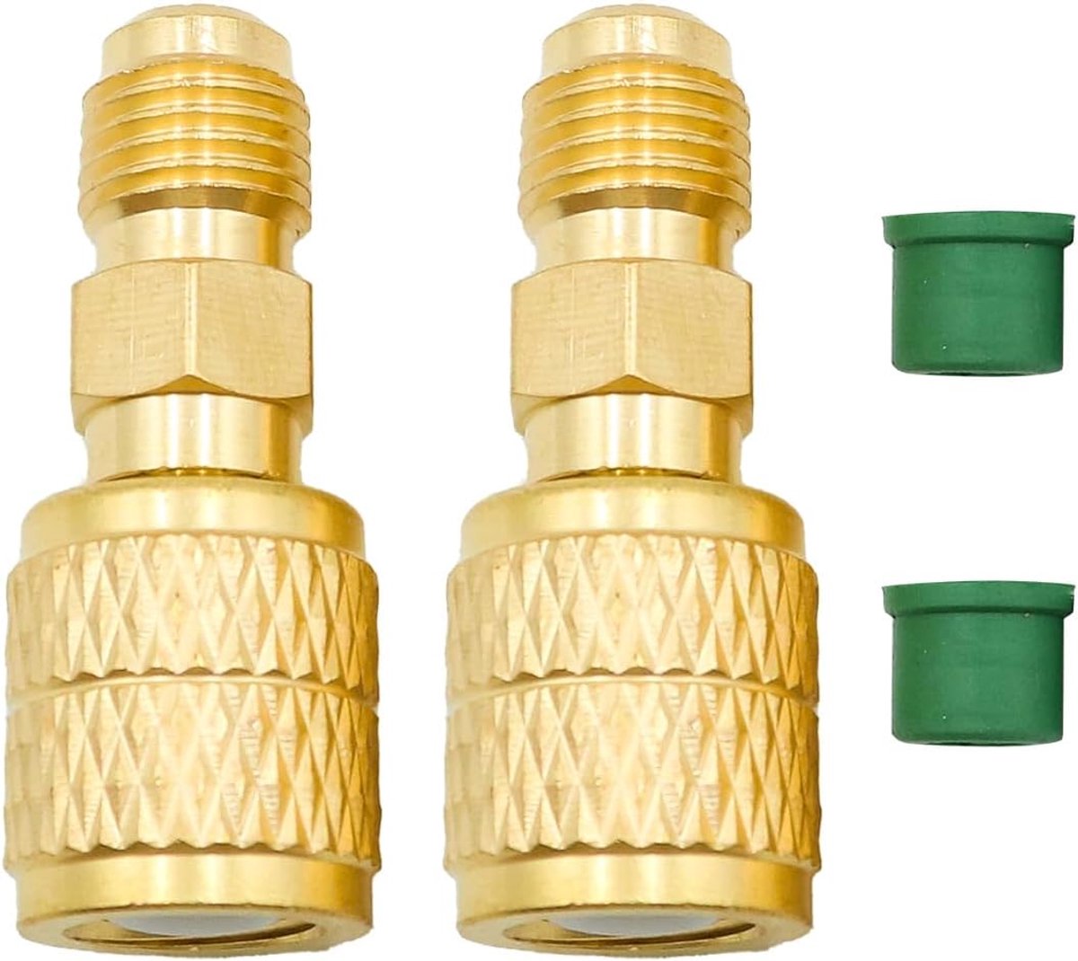 2 stuks messing koelmiddeladapter flare adapter 1/4 bus naar 1/4 stekker HVAC R32 R454B fitting voor airconditioning - ShopVlot