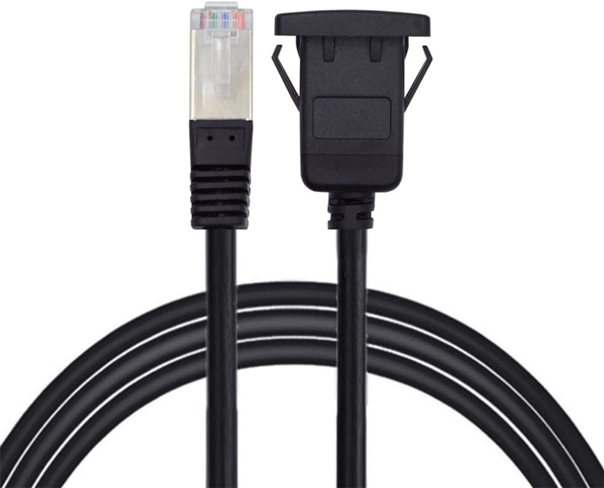 Waterproof dustproof locking CAT6 RJ45 plug to bus LAN Ethernet network extension cable car panel mount design - ShopVlot