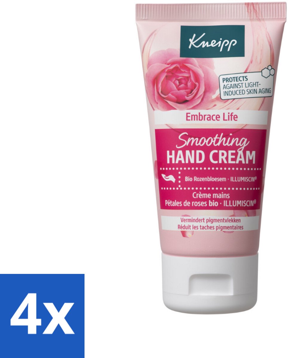 4 x Kneipp - Handcrème - Embrace Life - Anti‑Aging (ILLUMISCIN) - 50 ml - Anti-aging Handcreme - Pigmentvlekken Verlagen - Handcrème Voor Rijpere Huid - Voedende Handcrème - Vitamine E Handcrème