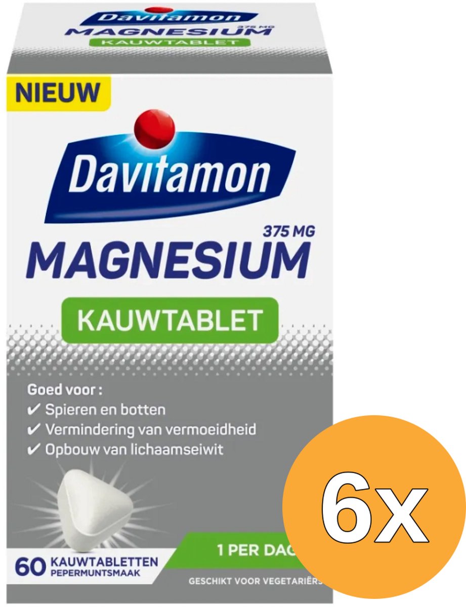 6x Davitamon Magnesium (60 kauwtabletten)