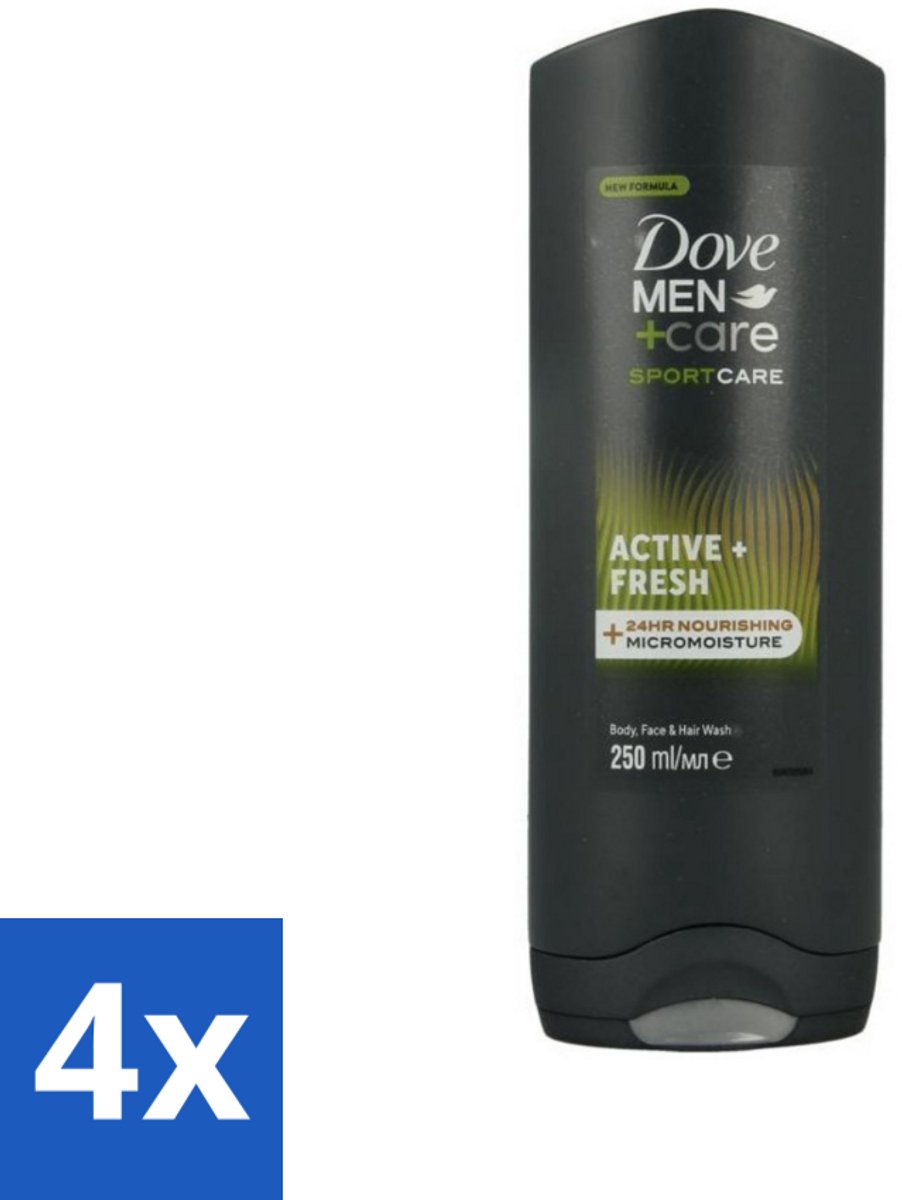 4 x Dove Men+Care Douchegel - Sport Active Fresh - 250 ml - Douchegel - Mannen - Sport - 2-in-1 - Hydratatie