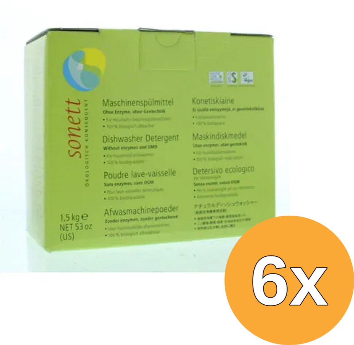 6x Sonett Vaatwasmachine poeder (1500 gr)