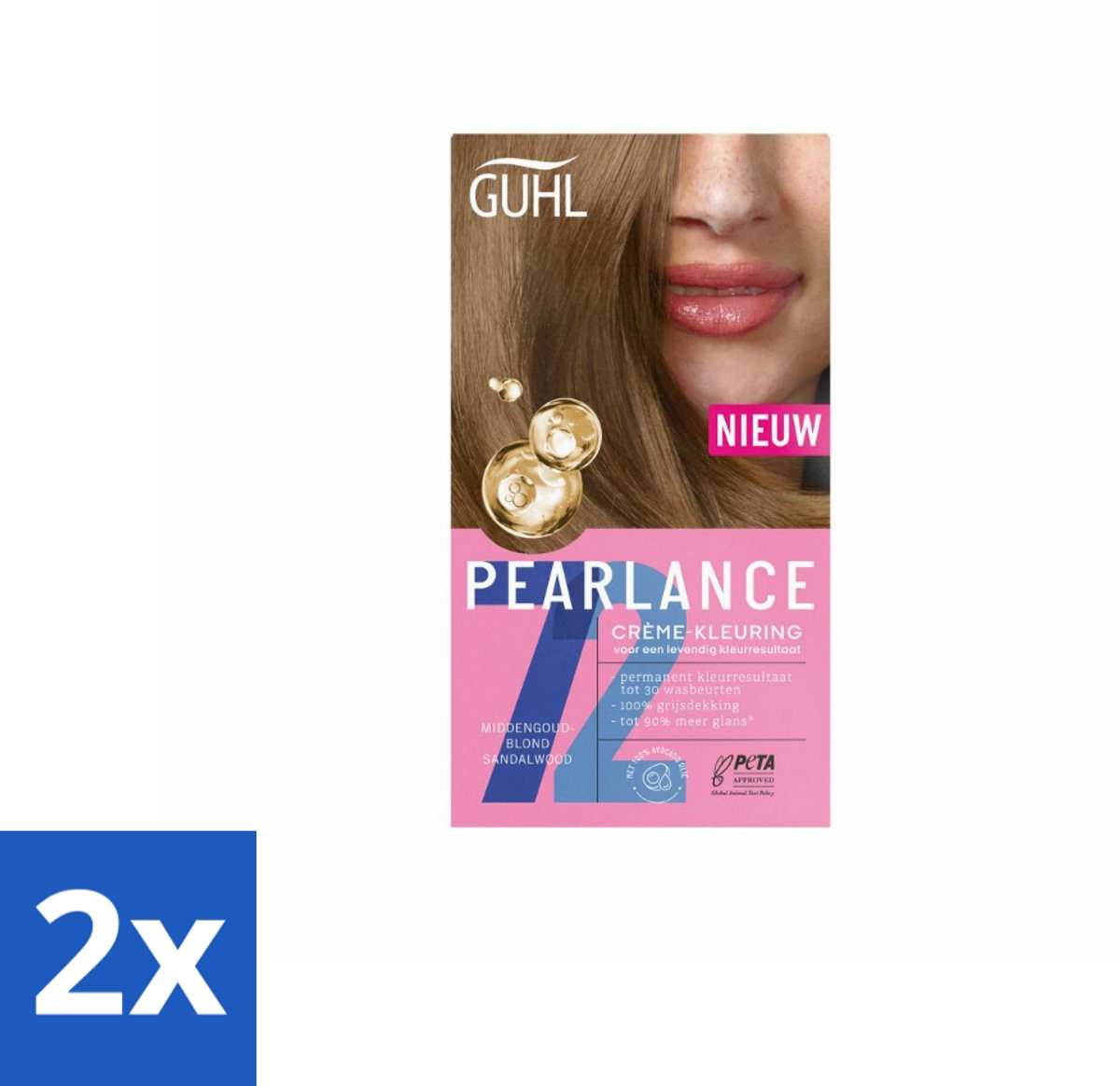 2 x Guhl - Crème-kleuring - No. 72 Goudblond - Haarverf - Goudblonde Haarkleur - Crèmekleuring - Permanente Haarkleur - Haarkleur Thuis - Glans