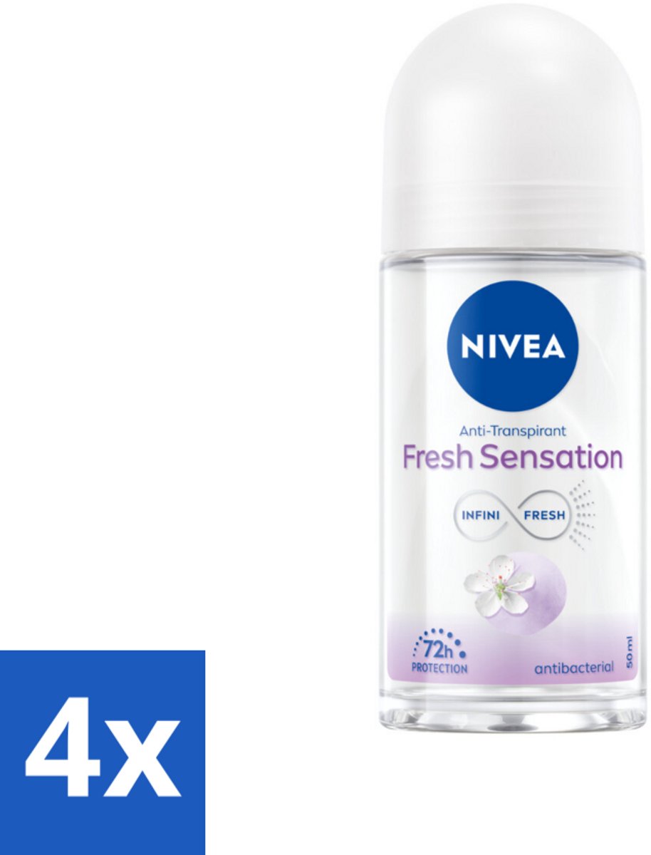 4 x NIVEA - Deodorant Roller - Frisse Sensatie - 72 Uur Anti-Transpirant - 50 ml - NIVEA Deodorant - Anti-transpirant - Deodorant Roller - Fresh Sensation - Langdurige Bescherming