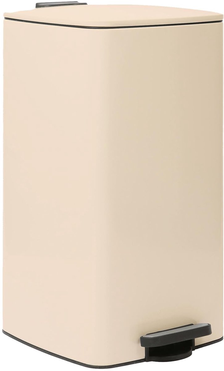 Pedaalemmer 30L - vierkant - beige RVS - eenvoudig in gebruik - ShopVlot
