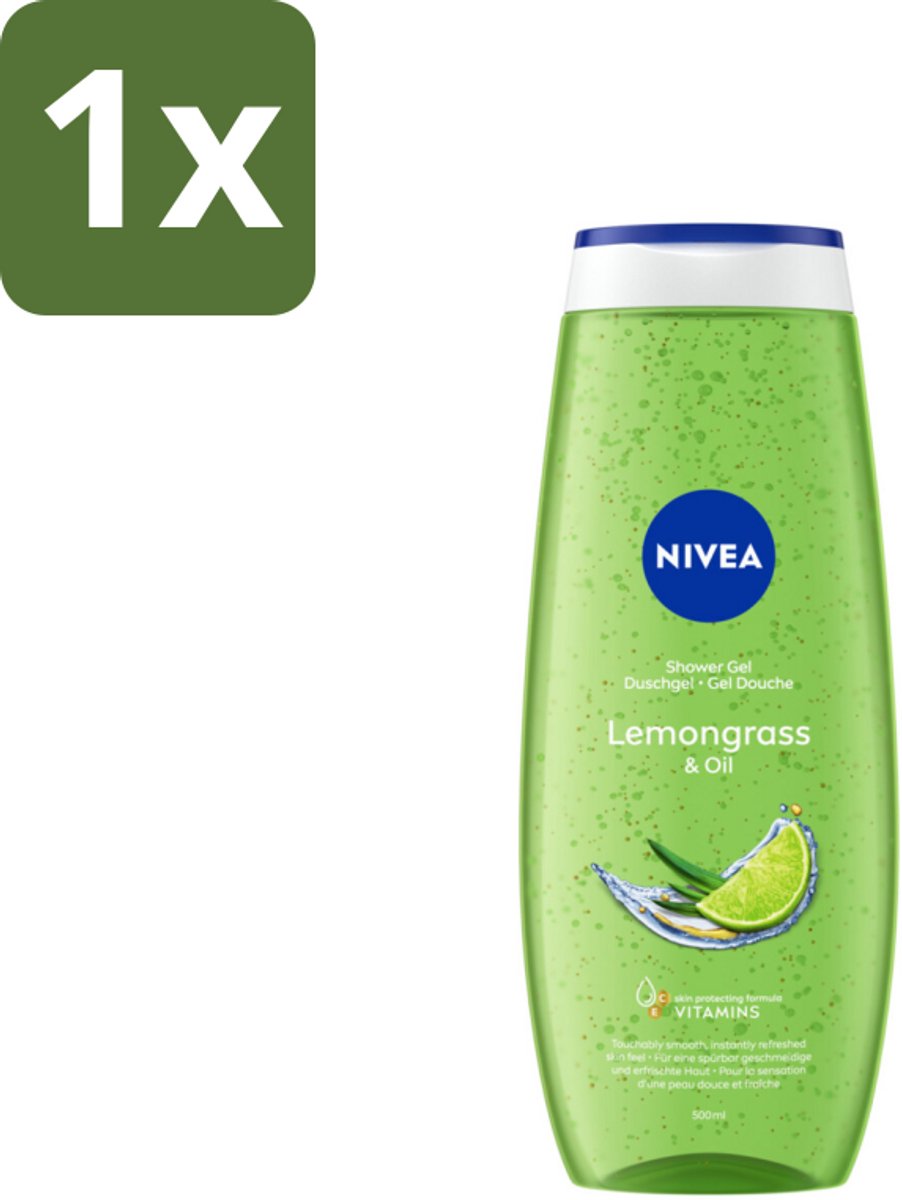 1 x NIVEA - Douchegel - Citroengras & Olieverzorging - Glad & Verfrissend Huidgevoel - 500 ml - Douchegel Citroengras - Verzorgende Douchegel - Citroengras Douchegel - NIVEA Douchegel - Citroengras En Olie