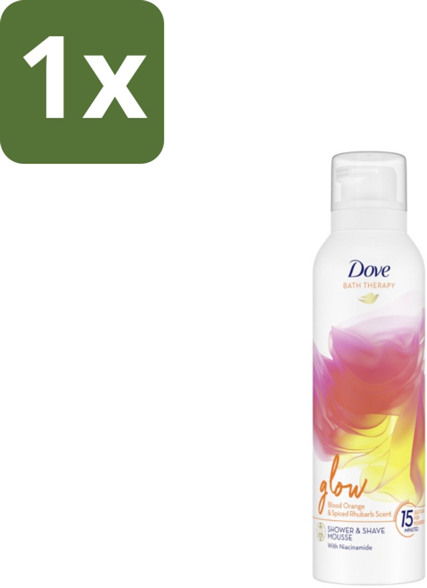 1 x Dove Douche- & Scheerschuim - Bath Therapy - Glow - Bloedsinaasappel & Rabarber - 200 ml - Dove Bath Therapy Glow Douche - Niacinamide Schuim - Huidverzorging - Huidglow - Scheerschuim Onder De Douche