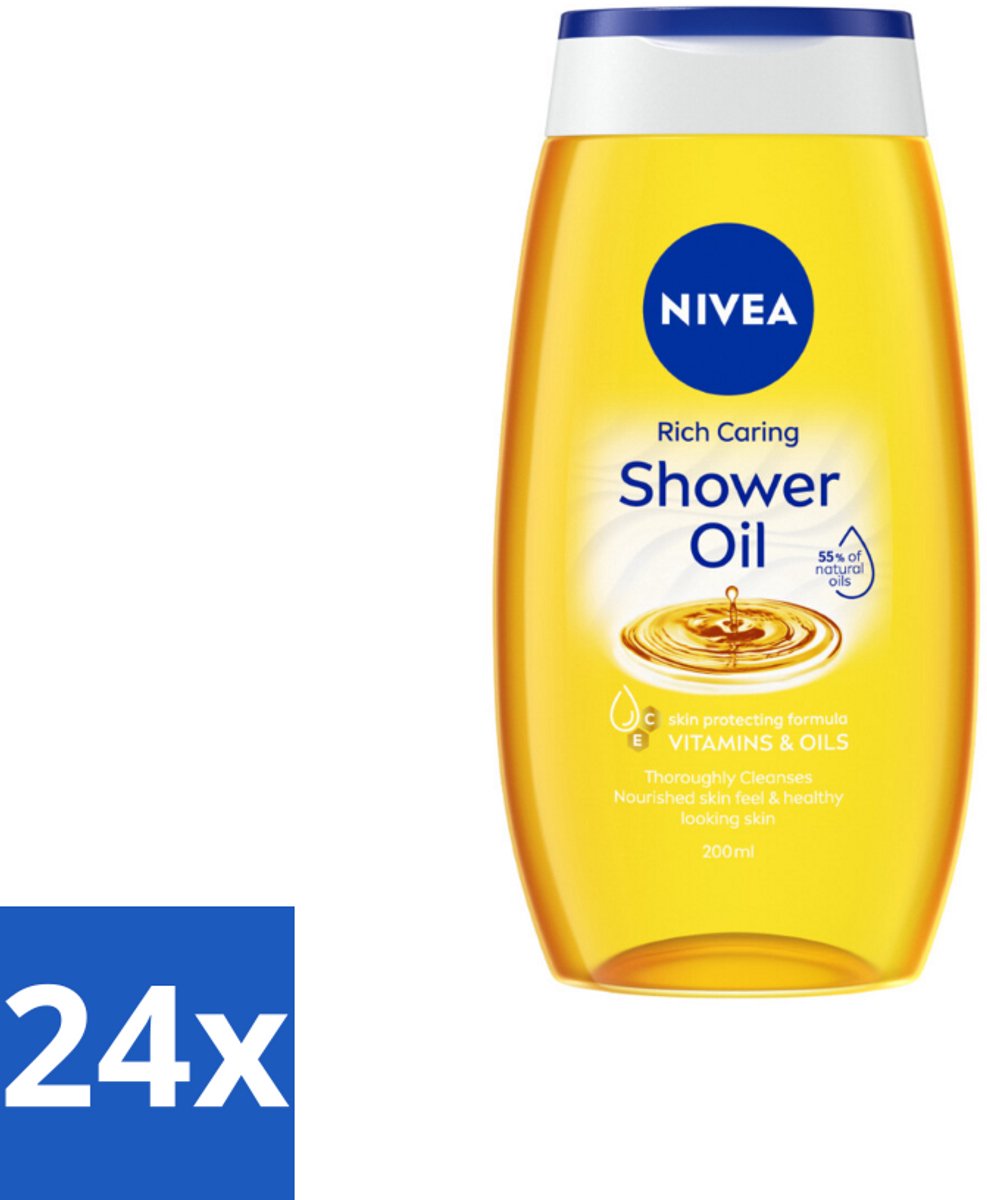 24 x NIVEA - Doucheolie - Natuurlijke Doucheolie - 200 ml - Doucheolie - NIVEA - Natuurlijke Oliën - Zachte Huid - Hydratatie