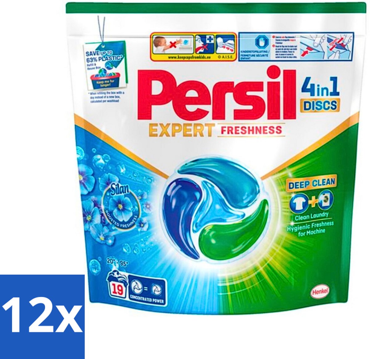 12 x Persil - Wasmiddel - Wasmiddelcapsules Freshness by Silan - Langdurige Frisheid - 19 wasbeurten - Wasmiddelcapsules - Persil - Wasverzachter - Frisheid - Diepe Reiniging