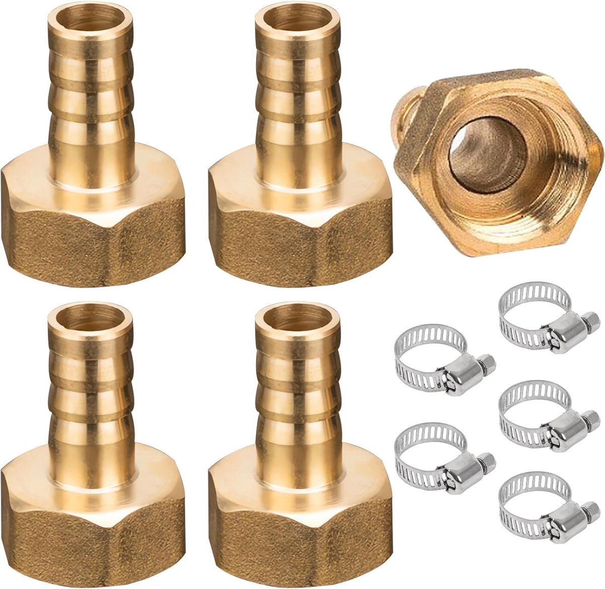 Hose connector 12mm x 3/4 inch - messing - precisiedraad ontwerp - voor water, lucht, olie - ShopVlot