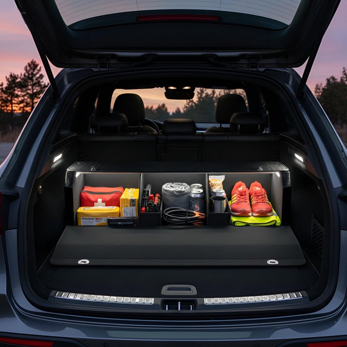 LED-opbergbox voor kofferbak SUV - met deksel - ruimtebesparend - ideaal voor accessoires - ShopVlot