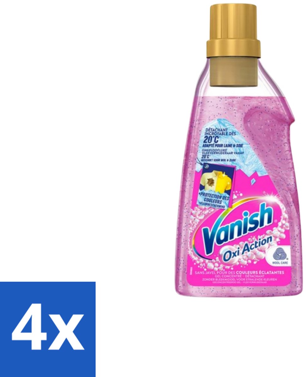 4 x Vanish - Vlekverwijderaar - Oxi Action Wasbooster Gel - Voor Gekleurde Was - 750 ml - Vlekkenverwijderaar - Wasbooster - Gekleurde Was - Wasmiddel - Wasgel