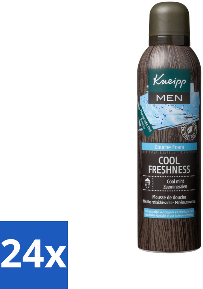 24 x Kneipp - Douche schuim - Men Cool Freshness - Frisse geur - 200 ml - Douche Foam - Mannen - Verfrissend - Munt - Jojoba