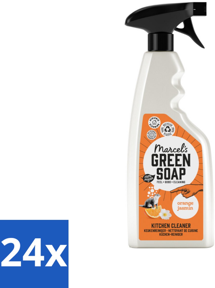 24 x Marcel's Green Soap - Keukenreiniger - Sinaasappel & Jasmijn - Tegen vet & vuil - 500 ml - Keukenreiniger - Biologisch Afbreekbaar - Vegan - Milieuvriendelijk - Sinaasappel