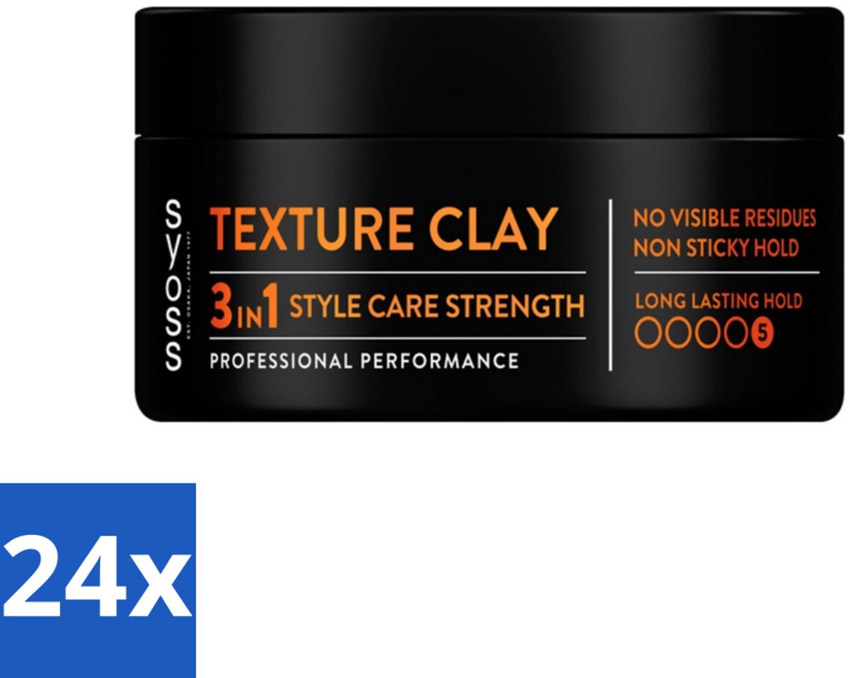 24 x SYOSS - Texture Clay - Verzorging - Langdurige Styling - 100ml - Haarproducten - Stylingclay - Matte Finish - Kort Haar - Fijn Haar