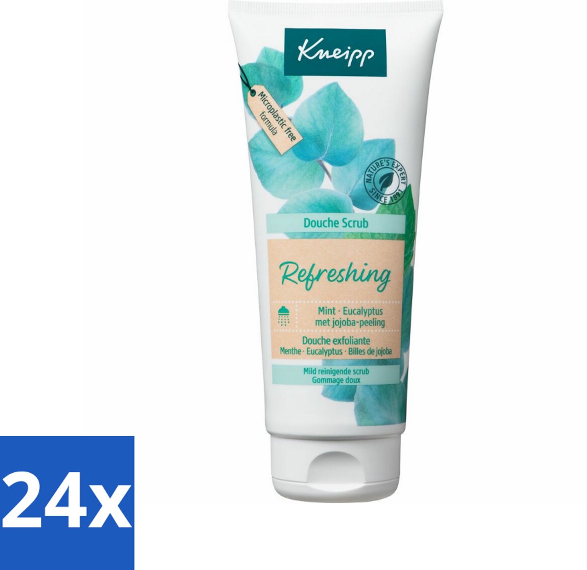 24 x Kneipp - Douche scrub - Refreshing - Mint & Eucalyptus - 200 ml - Douche Scrub - Verfrissende Douche - Mint - Eucalyptus - Jojoba Scrub