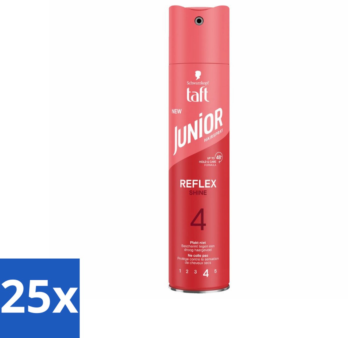 Taft - Reflex Shine 4 - Junior Haarspray - Glanzende finish - 250 ml - Bulkverpakking - 25 stuks