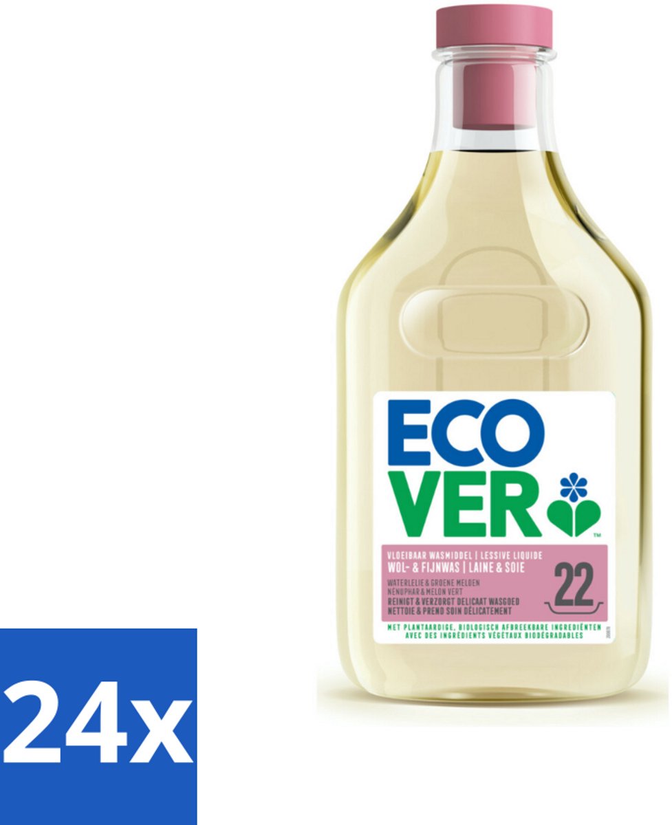Ecover - Vloeibaar wasmiddel - Wol & Fijnwas - 1 liter - 22 wasbeurten - Voordeelverpakking - 24 stuks