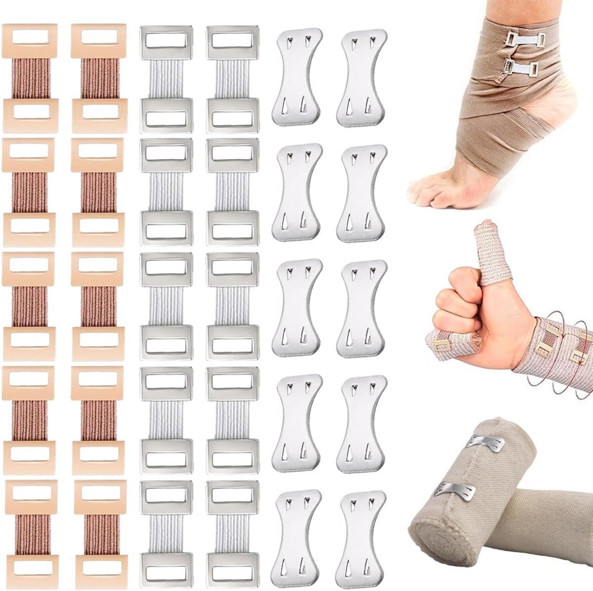 Fermagli elastici voor benden - metaal stretch - 20 stuks + 10 aluminium clips - ideaal voor medische toepassingen - ShopVlot