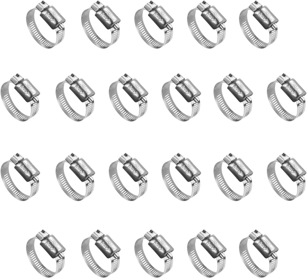 Slangklemmen set van 22 - RVS gepolijst 9/12 mm - Verstelbaar - Herbruikbare slangklemmen voor tuin en zwembad - ShopVlot