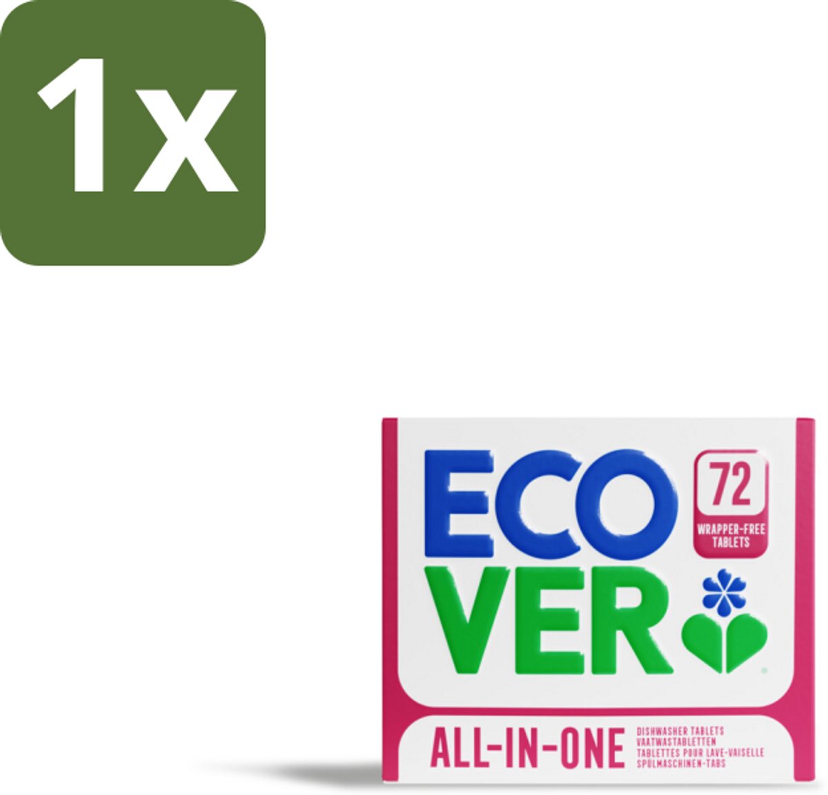 1 x Ecover - Vaatwastabletten All-in-One - Lemon & Mandarin - 72 Tabs - Vaatwastabletten - Plantaardige Reiniging - Duurzame Vaatwas - Citrusgeur - Schone Vaat
