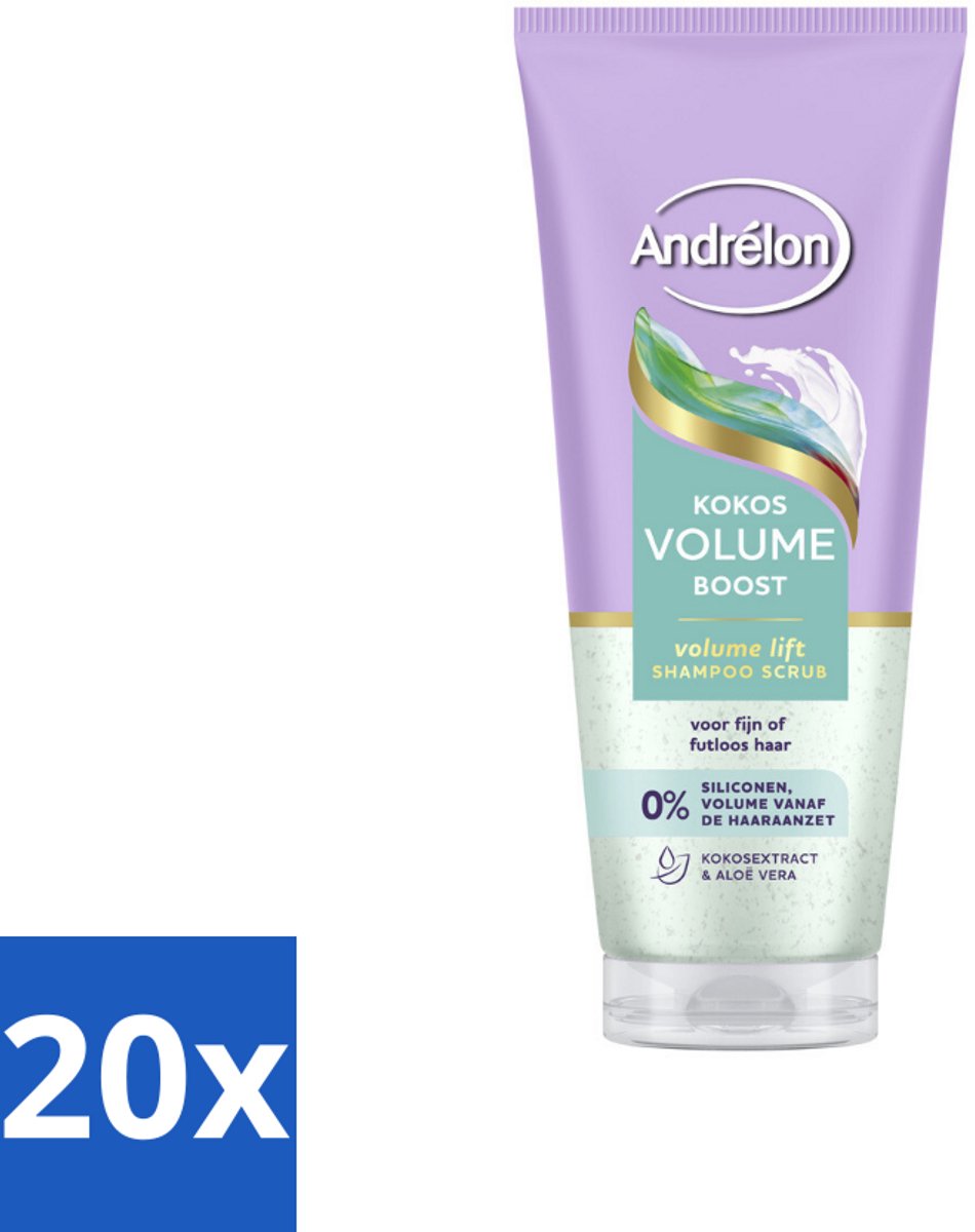 Andrélon – Shampoo Scrub – Kokos Volume Boost – 200 ml - Bulkverpakking - 20 stuks