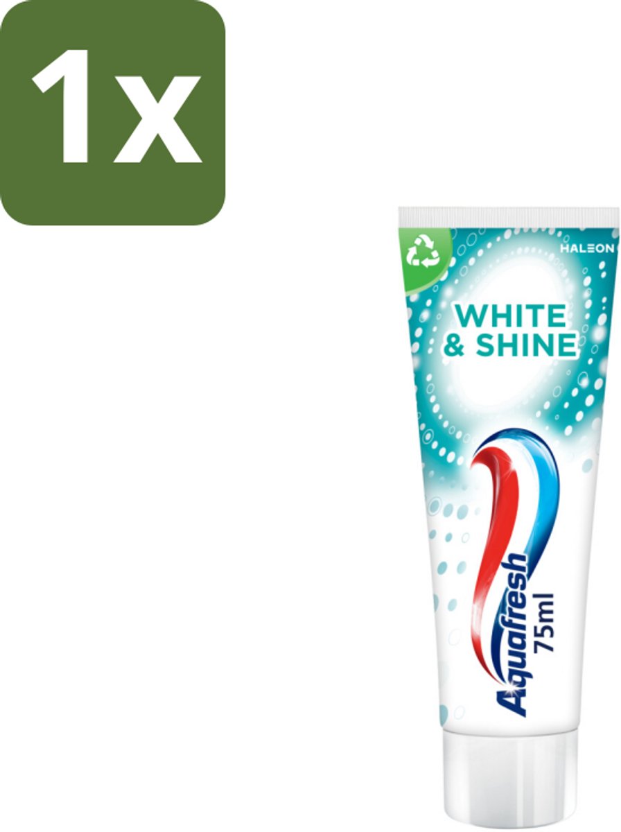 1 x Aquafresh White & Shine - Whitening Tandpasta - 75 ml - Witte Tanden - Tanden Reinigen - Tanden Glans - Tanden Verlichten - Tanden Beschermen