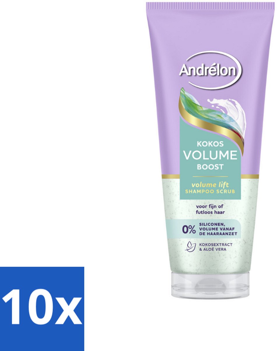 Andrélon – Shampoo Scrub – Kokos Volume Boost – 200 ml - Bulkverpakking - 10 stuks
